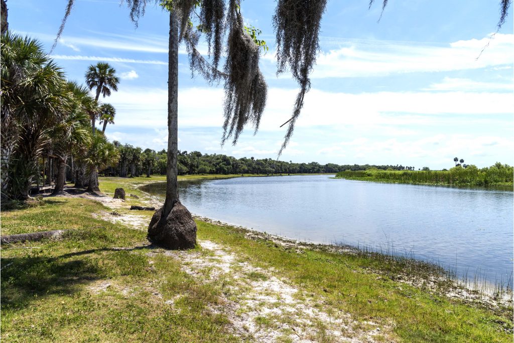 Aerial - St. Johns River flowing into Lake Harney